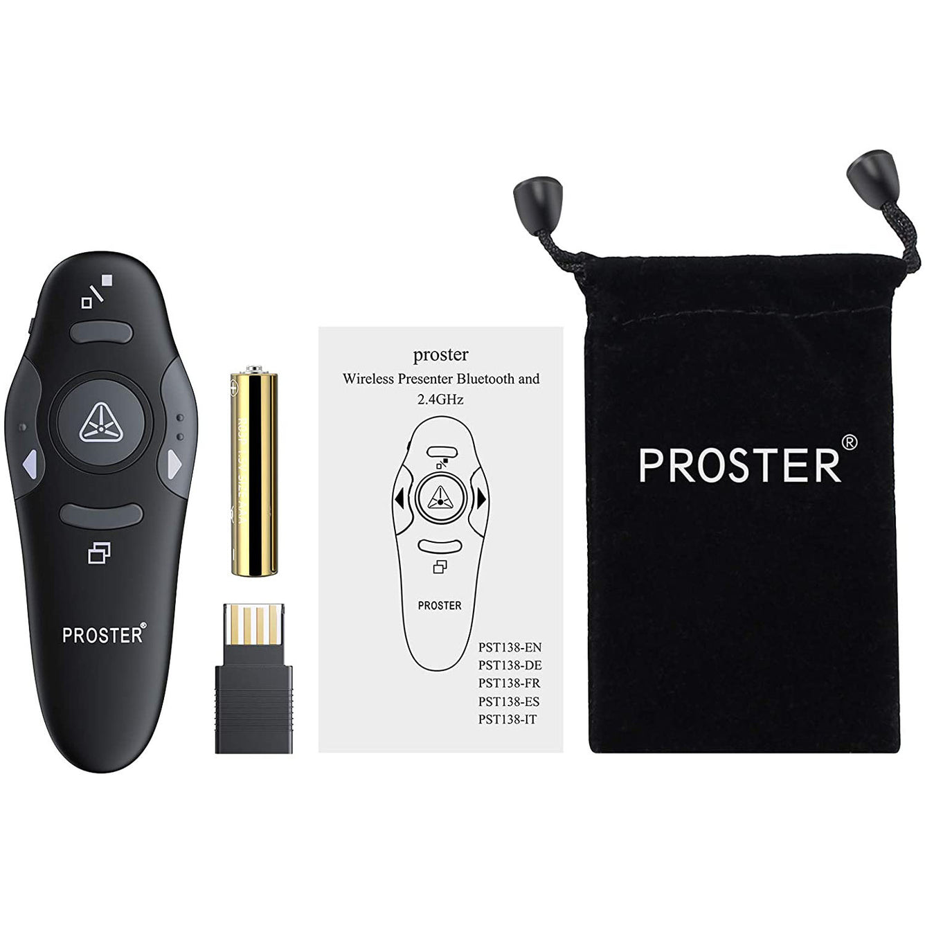 Proster Bluetooth 2.4GHz Wireless USB PowerPoint PPT Presenter