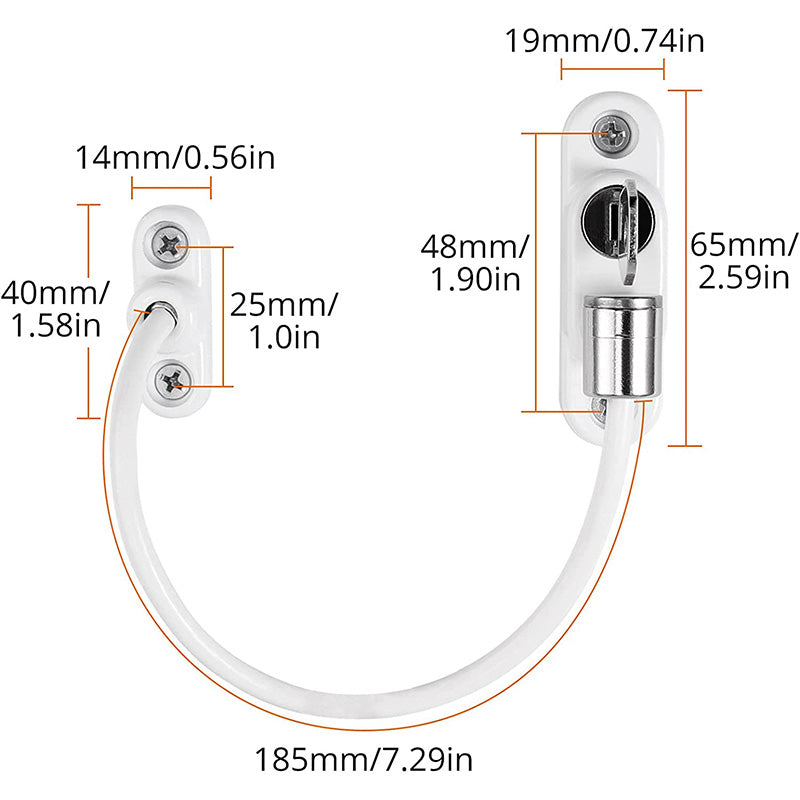 Proster Window Restrictor Locks 4 Packs Security Cable