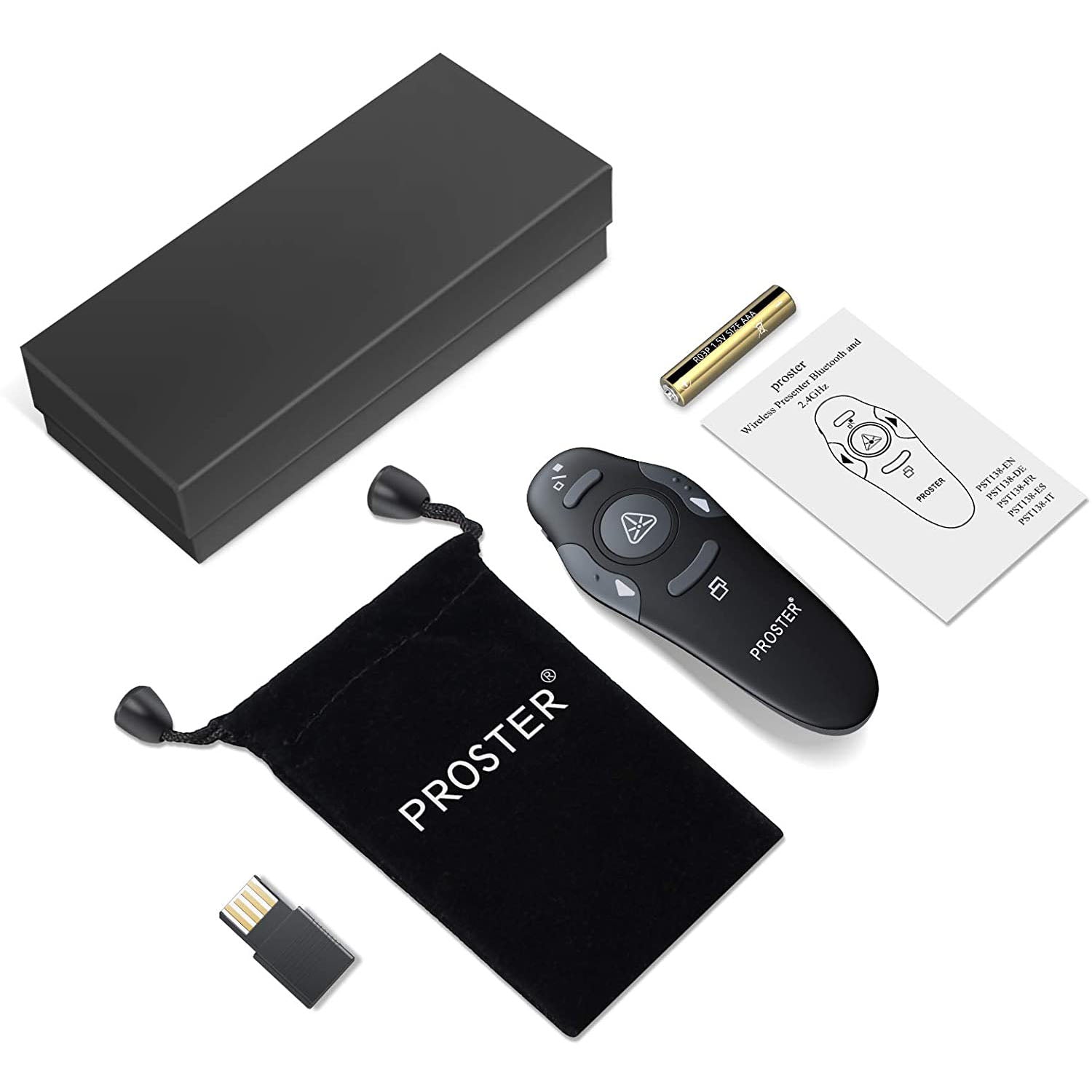 Proster Bluetooth 2.4GHz Wireless USB PowerPoint PPT Presenter