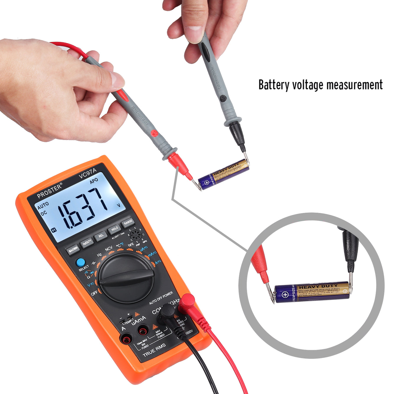 Proster Digital Multimeter 3999 VC97 LCD Auto Ranging Multi Meter CAT II