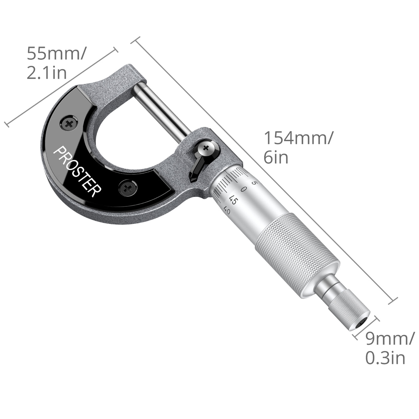 Proster Outside Micrometer 0-25mm(0.01mm Graduations) Metric External Caliper