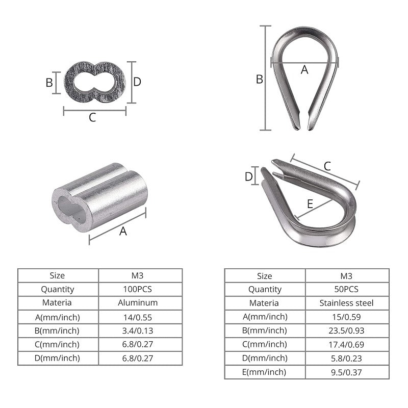 Proster Cable Ferrule 100pcs 1/8