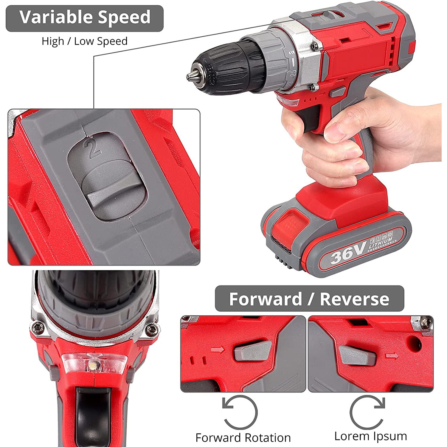 Proster 21V Cordless Hammer Drill Home Tool Kit Box
