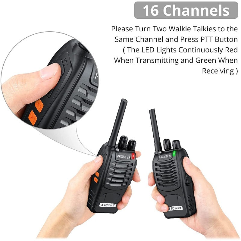 Proster 2PCS Walkie Talkies 16 Channels Rechargeable Walky Talky – PROSTER  store