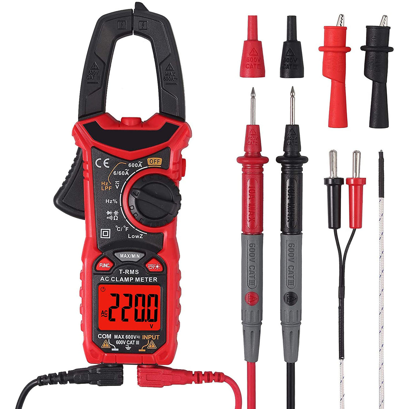 Proster Digital Clamp Meter  TRMS 600A AC Current AC/DC Voltage 6000 counts