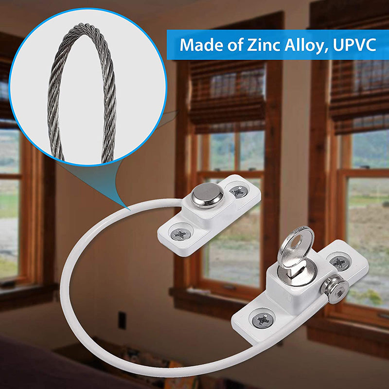 Proster UPVC Window Cable Restrictor Lock with Screws Keys 2 PCS