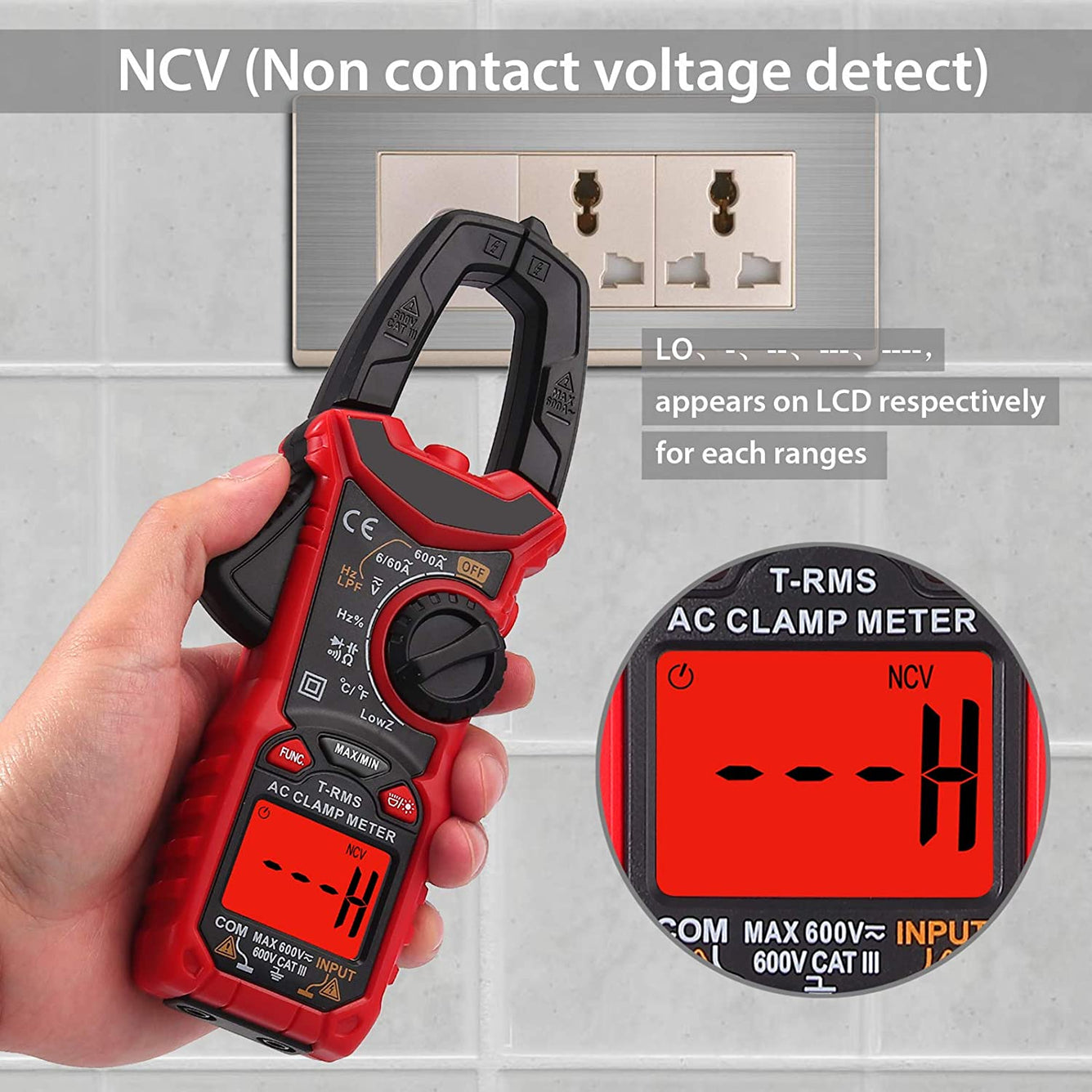 Proster Digital Clamp Meter  TRMS 600A AC Current AC/DC Voltage 6000 counts