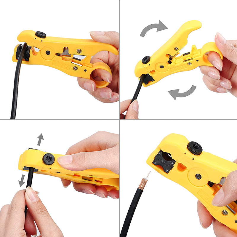 Coaxial Cable Crimping Tool Set with Wire Stripper Wire Cutter F Connector