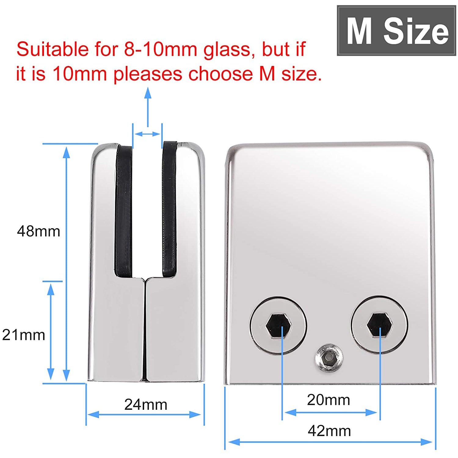 Proster Glass Clamp 9-10mm 8PCS Stainless Steel 304