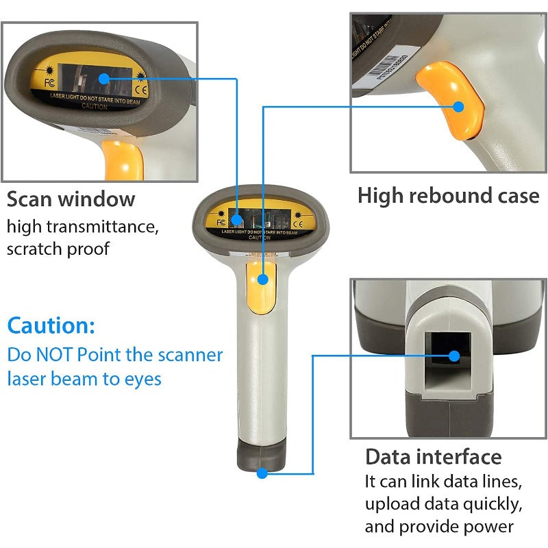 Proster Barcode Scanner USB Barcode Reader with Stand Long Range