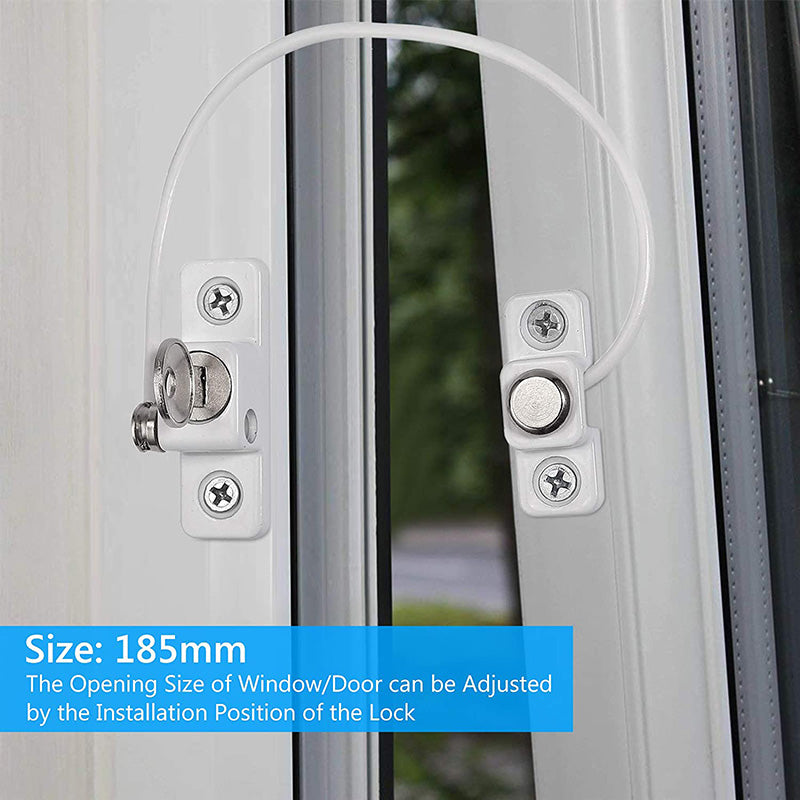 Proster UPVC Window Cable Restrictor Lock with Screws Keys 2 PCS