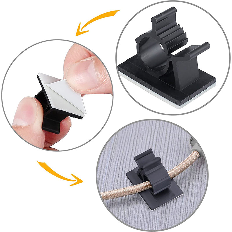 100 PCS Self-adhesive Cable Ties Adjustable Cable Holder Wire Clip Cable Tidy