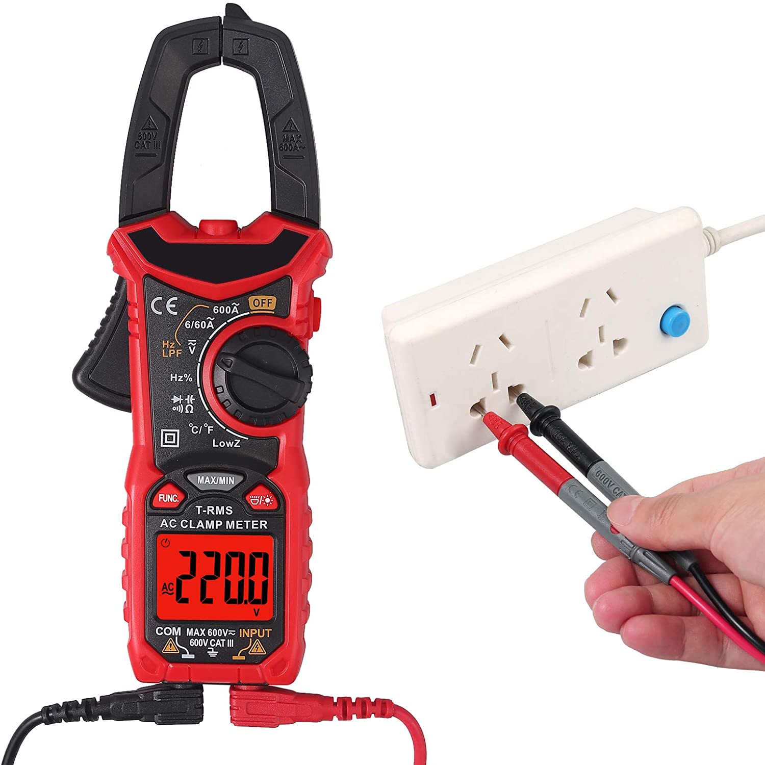Proster Digital Clamp Meter  TRMS 600A AC Current AC/DC Voltage 6000 counts