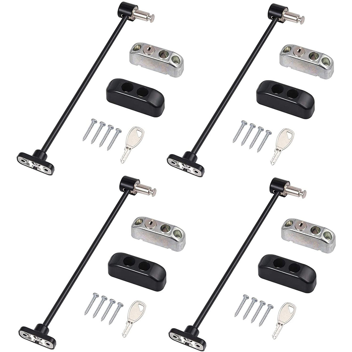Proster Window Restrictor Locks 4 PCS Security Cable Black