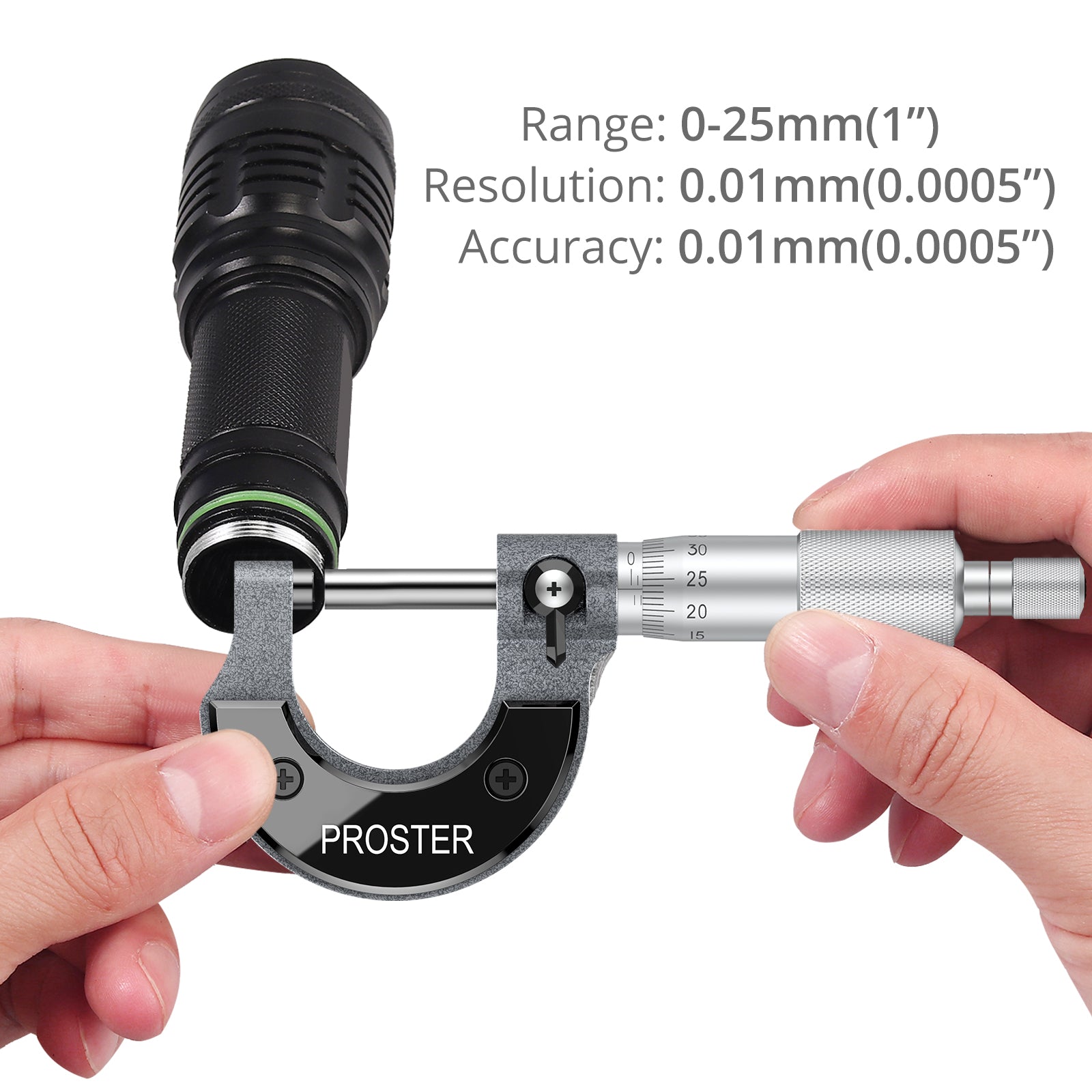 Proster Outside Micrometer 0-25mm(0.01mm Graduations) Metric External Caliper