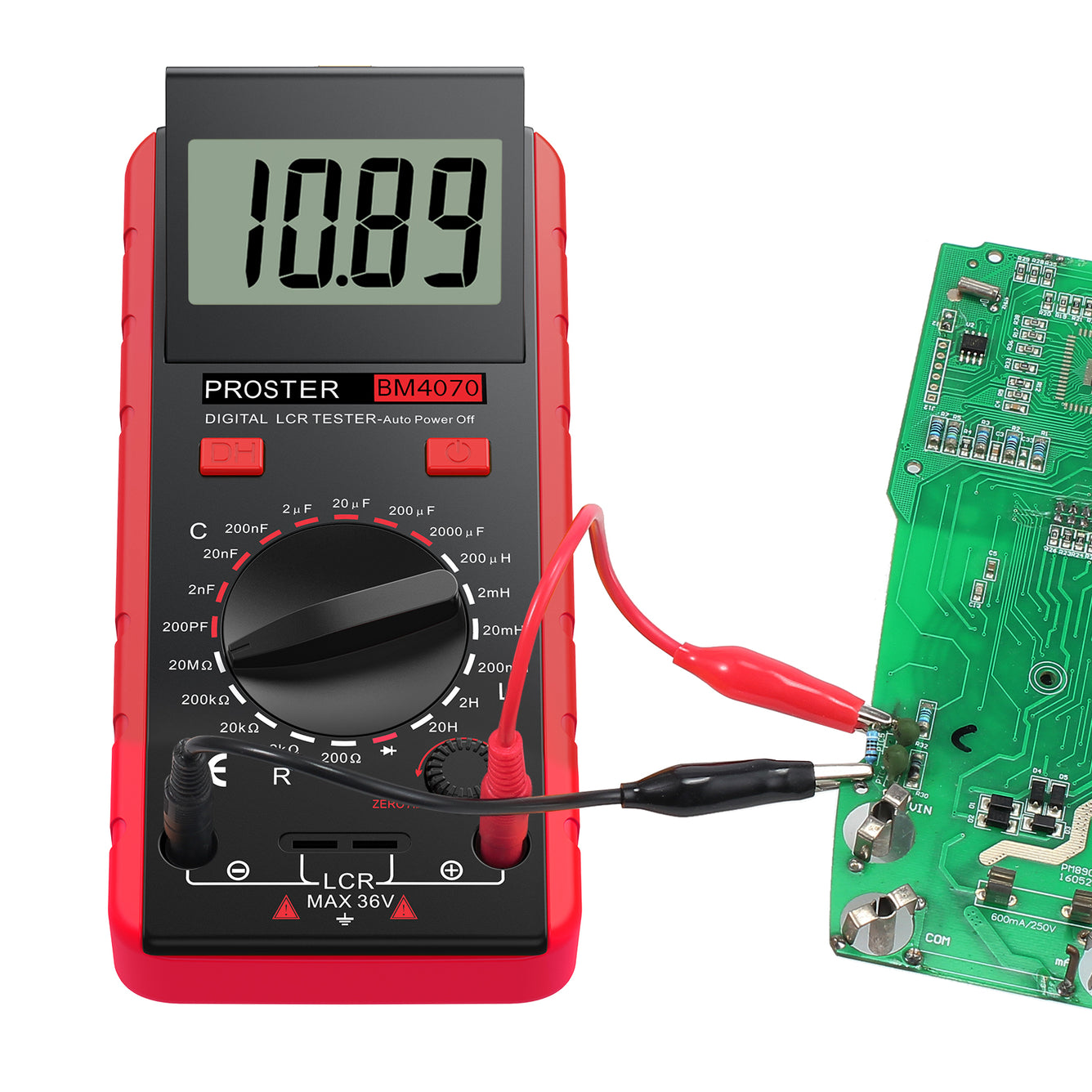 Proster LCR Meter Digital Capacitance Inductance Resistance Tester Red