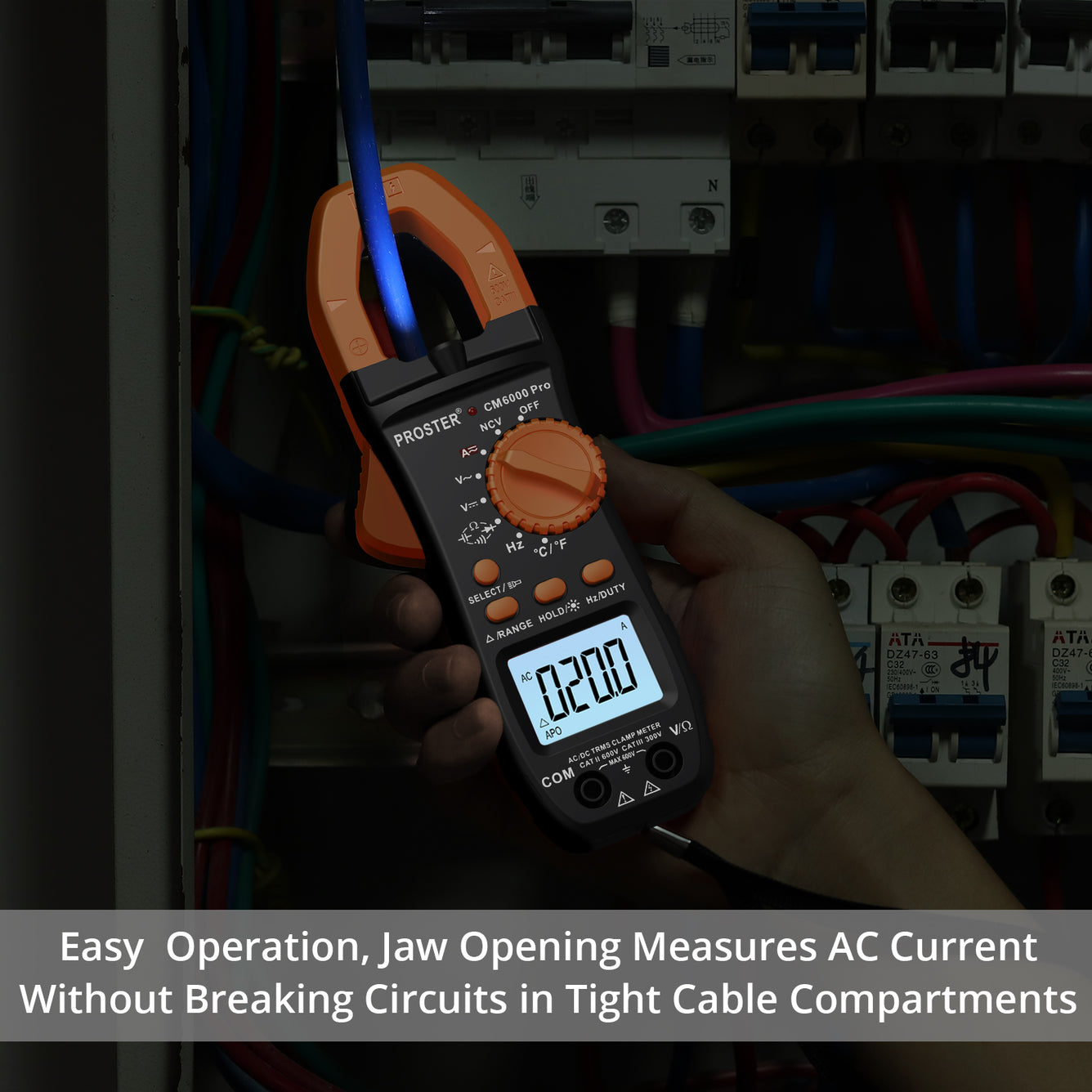 Proster Digital Clamp Meter TRMS Auto Ranging 5999 Counts Multimeter