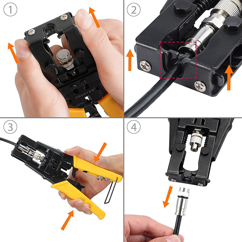 Coaxial Cable Crimping Tool Set with Wire Stripper Wire Cutter F Connector