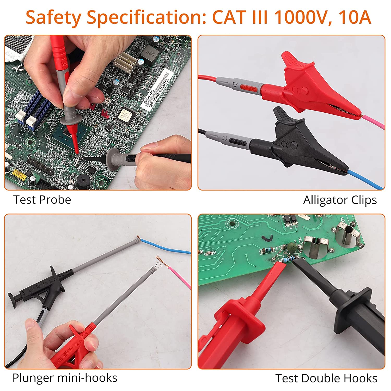 Proster Multimeter Test Leads Set with Alligator Clips Test Hook Test Probes Lead Professional Electrical Test Leads with Storage Pouch